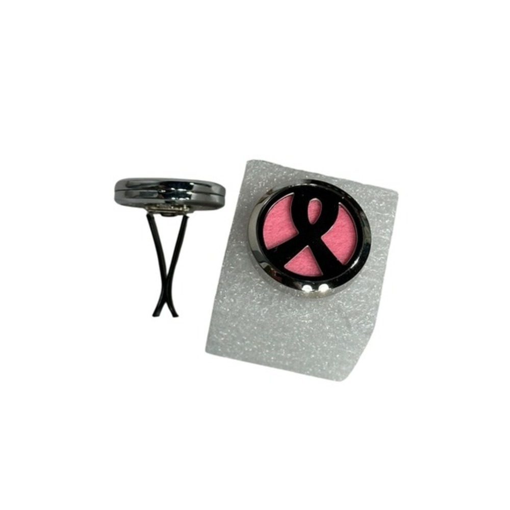 Pink Ribbon Cancer Awareness Car Air Freshener Vent Clip Silver Locket
